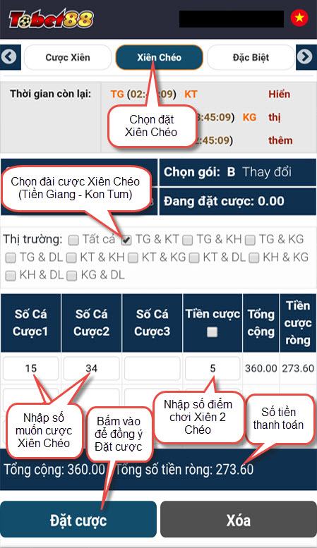 Cách cược Xiên Chéo 2 lô (Xiên 2 đài MN & MT) trên Tobet88 choi cuoc xien cheo tren tobet88 Cách cược Xiên Chéo 2 lô (Xiên 2 đài MN & MT) trên Tobet88