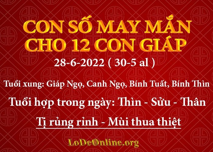 Con số may mắn hôm nay cho 12 con giáp, số đẹp ngày 28-6-2022 con so may man hom nay 28-6-2022 cho 12 con giap