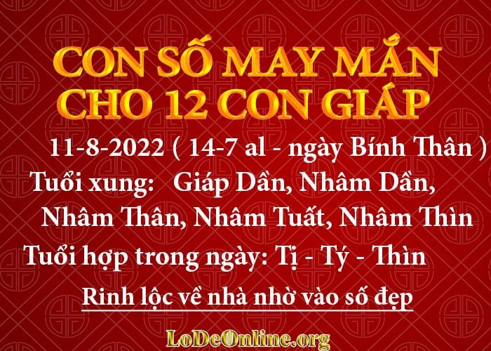 Con số may mắn hôm nay cho 12 con giáp, số đẹp ngày 11-8-2022 con so may man hom nay 11-8-2022 cho 12 con giap