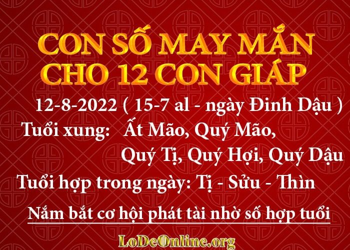 Con số may mắn hôm nay cho 12 con giáp, số đẹp ngày 12-8-2022 con so may man hom nay 12-8-2022 cho 12 con giap