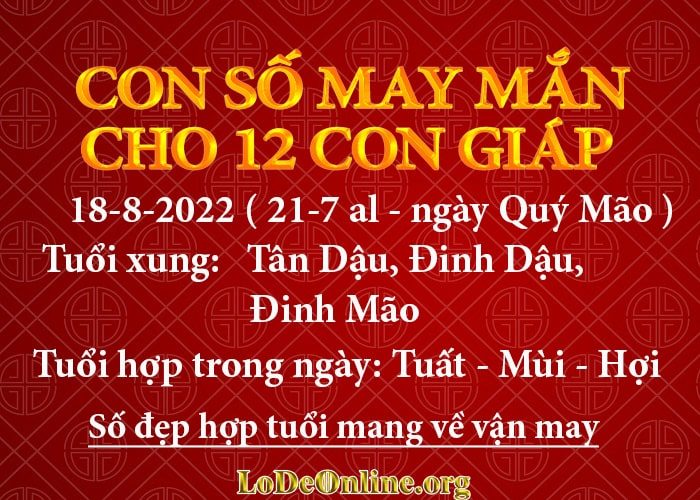 Con số may mắn hôm nay cho 12 con giáp, số đẹp ngày 18-8-2022 con so may man hom nay 18-8-2022 cho 12 con giap
