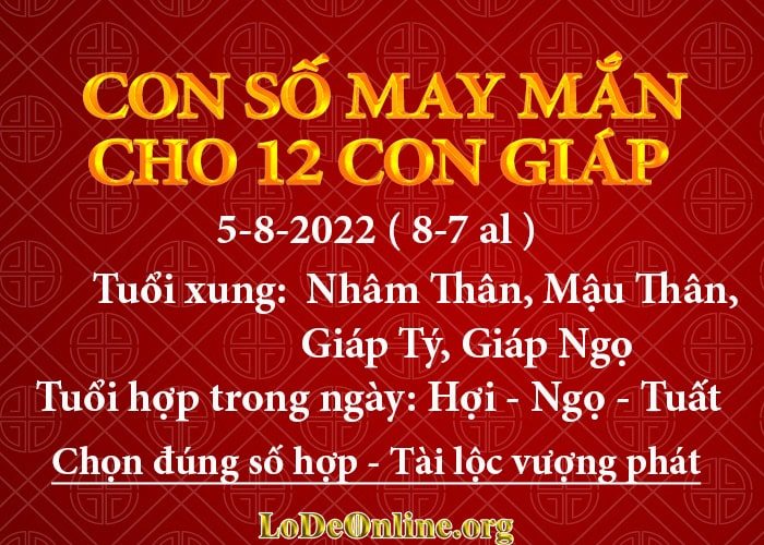 Con số may mắn hôm nay cho 12 con giáp, số đẹp ngày 5-8-2022 con so may man hom nay 5-8-2022 cho 12 con giap