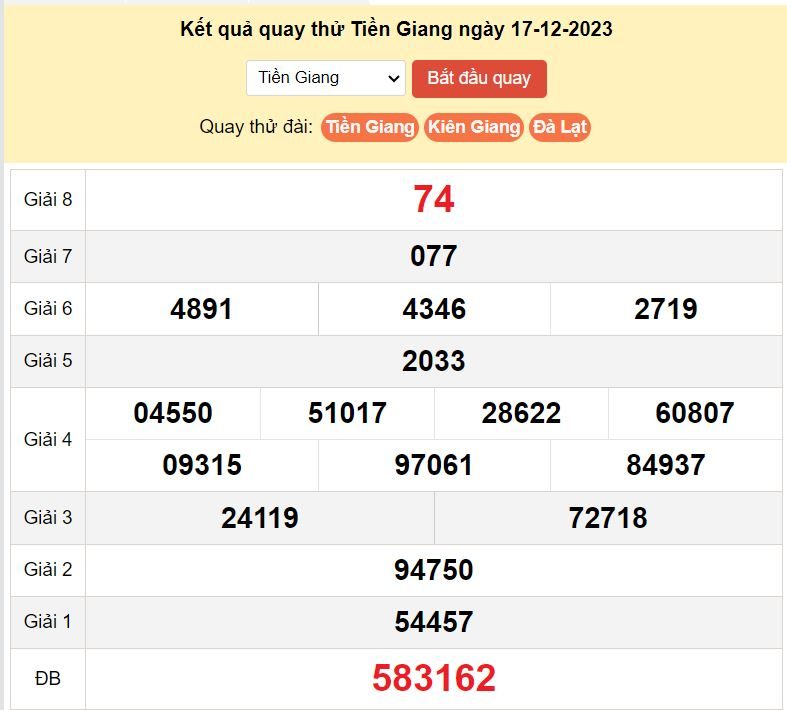 Kết quả quay thử xổ số Tiền Giang hôm nay ngày 17-12-2023 ket qua quay thu xo so Tien Giang