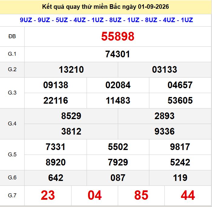 Quay thử xsmb hôm nay ngày 1-9-2026. Quay thu xsmb 1-9-2026